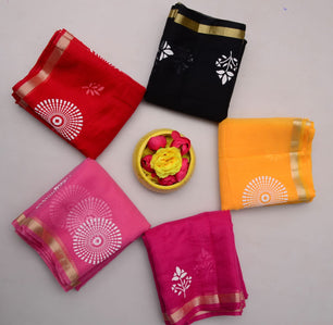 Kota Doria Hand Foam Print Saree