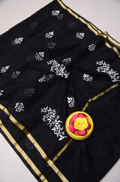 Kota Doria Hand Foam Print Saree