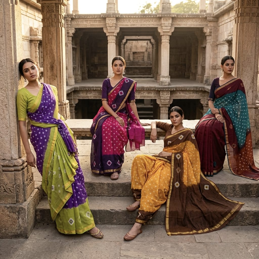 Pure Cotton Kota Doria Hand Shibori Bandhej Saree