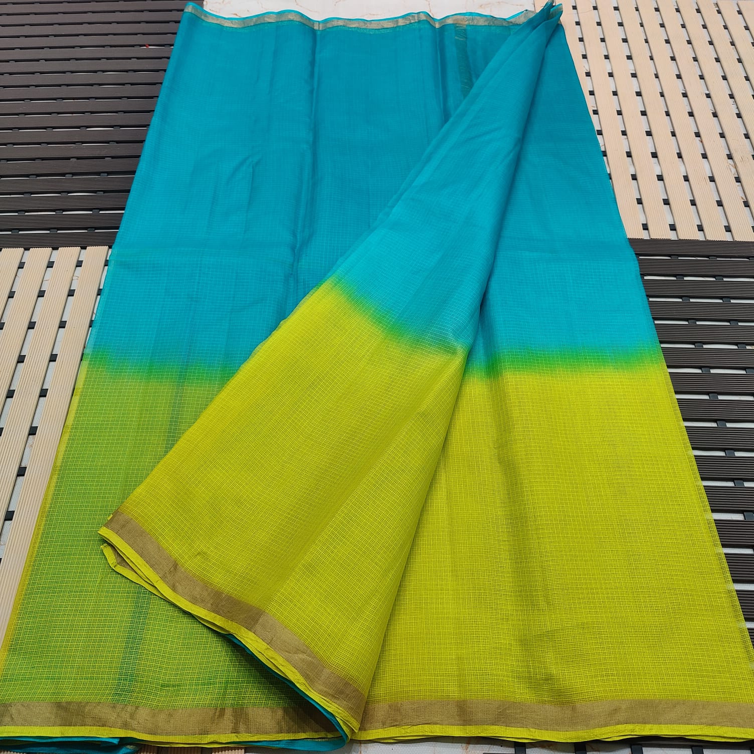 Pure Kota Plain Shaded Dye Work Saree
