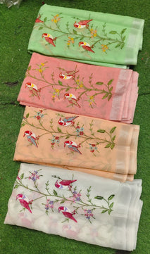Kota Cotton Embroidery Work Saree