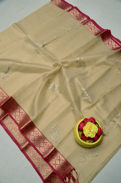 Kota Doria Semi Silk Hand Pittan Work Saree
