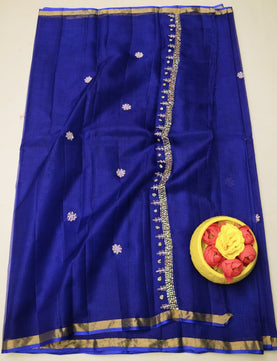 Pure Silk Kota Doria Hand Work Saree