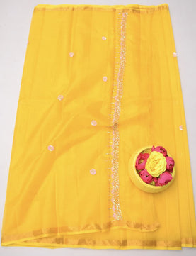 Pure Silk Kota Doria Hand Work Saree