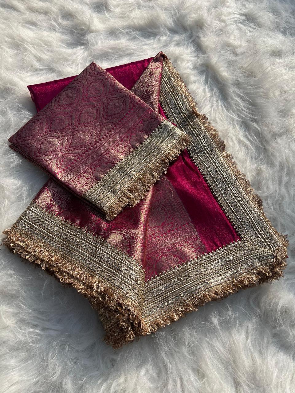 Tissue Silk Saree with Lace Work