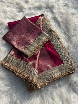 Tissue Silk Saree with Lace Work