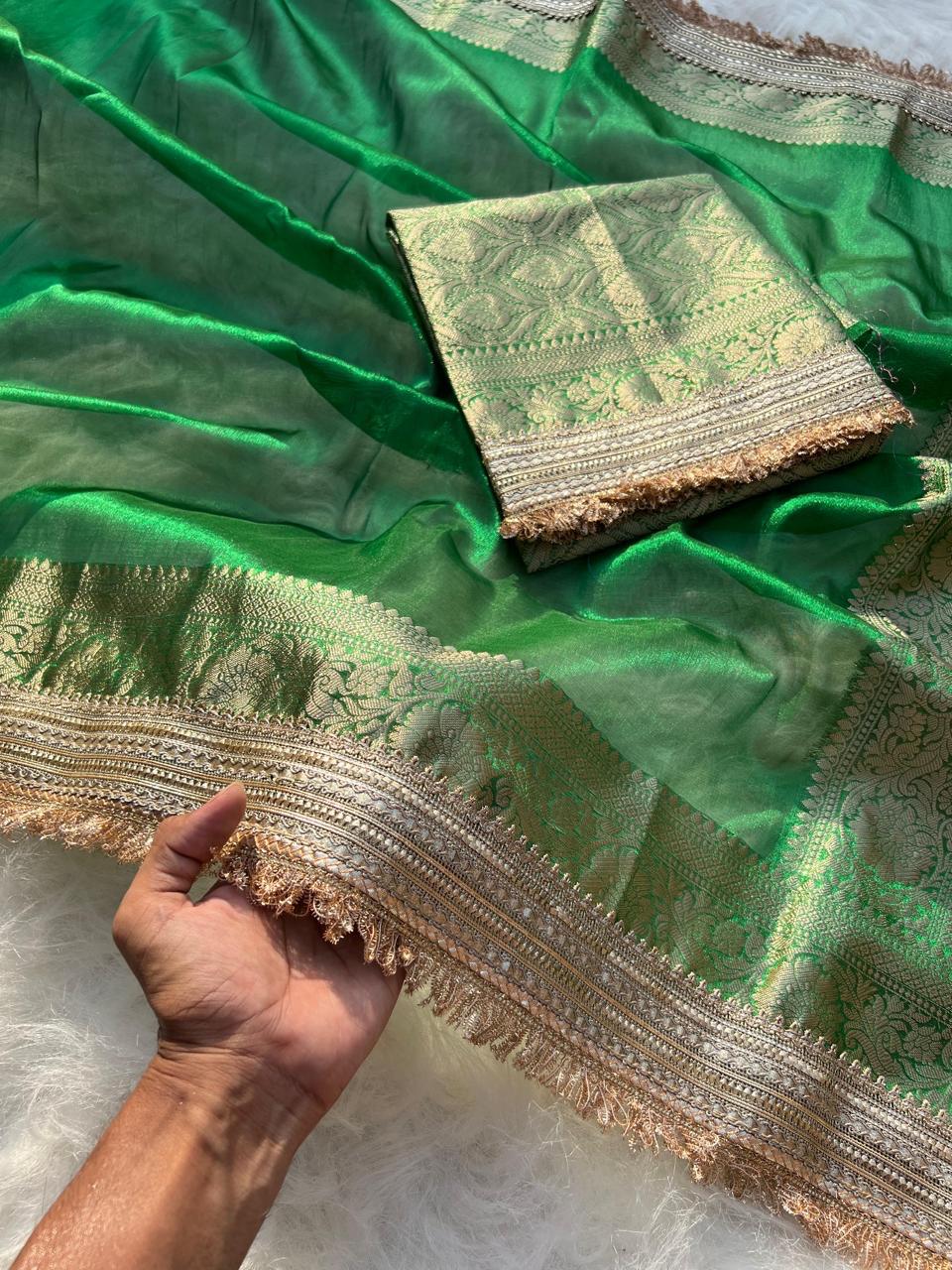 Tissue Silk Saree with Lace Work
