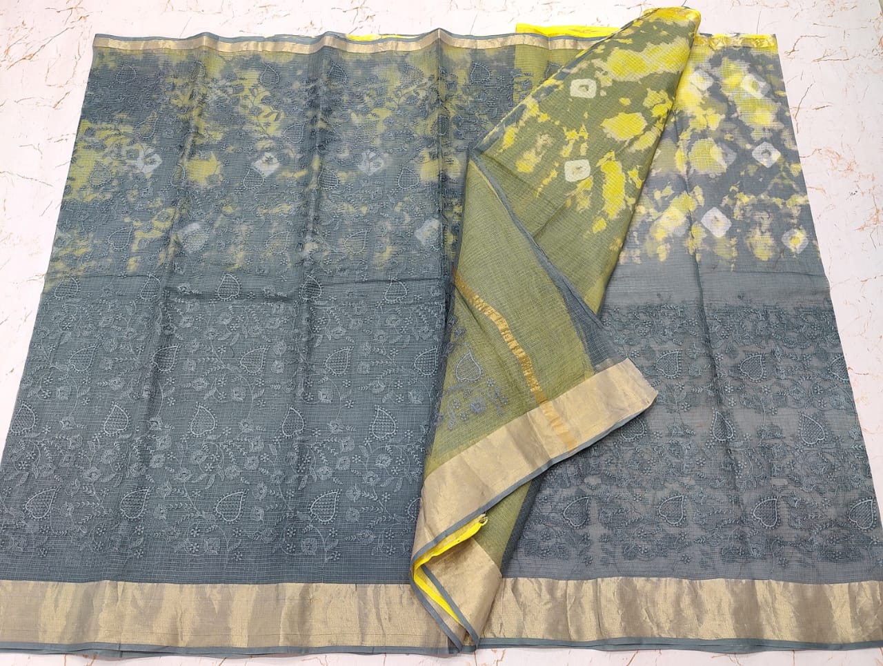 Pure Cotton Kota Doria Saree with Self Embroidery