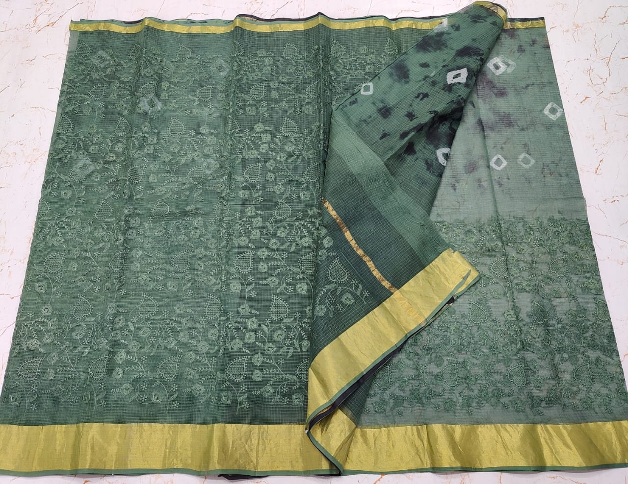 Pure Cotton Kota Doria Saree with Self Embroidery