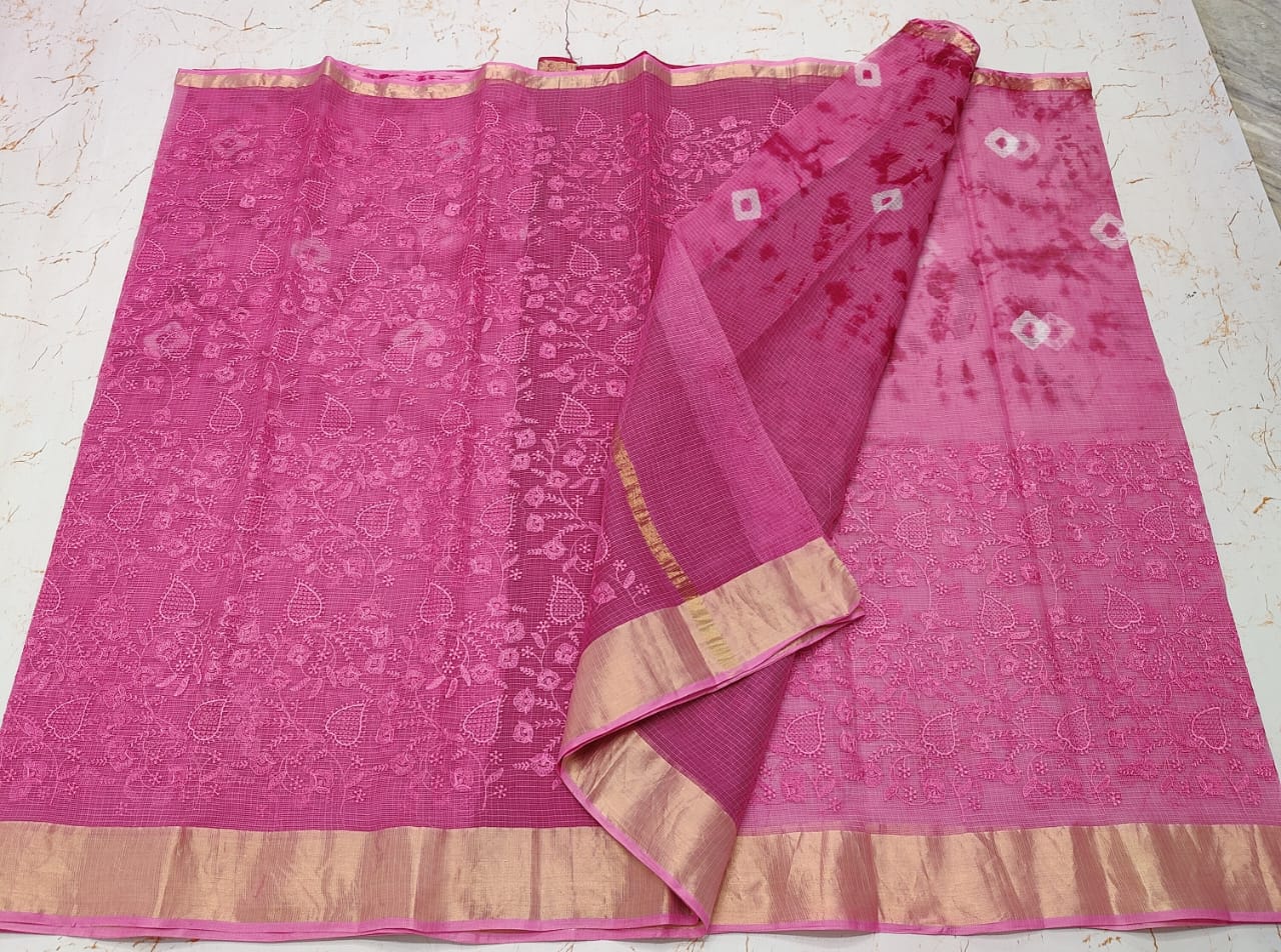Pure Cotton Kota Doria Saree with Self Embroidery