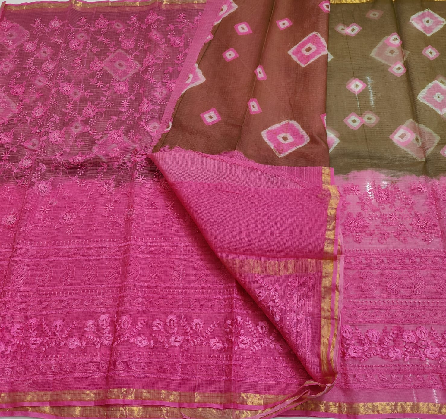 Pure Cotton Kota Doria Saree with Self Embroidery