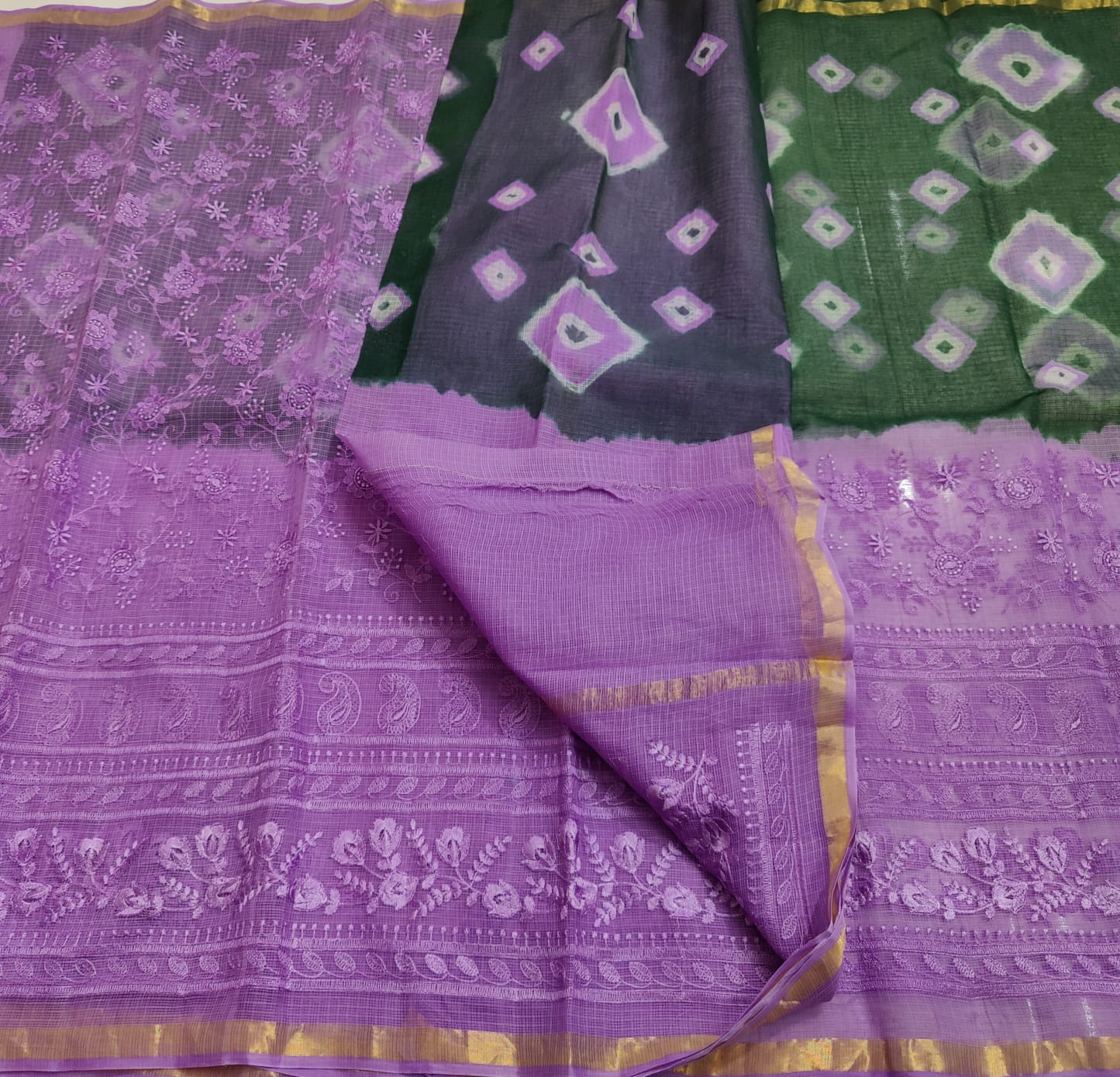Pure Cotton Kota Doria Saree with Self Embroidery