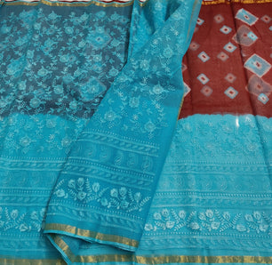 Pure Cotton Kota Doria Saree with Self Embroidery