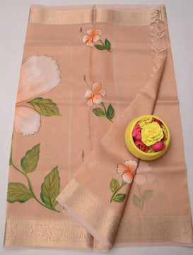 Kota Doria Semi Silk Hand Painted Saree