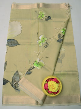 Kota Doria Semi Silk Hand Painted Saree