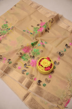 Kota Doria Semi Silk Hand Painted Saree