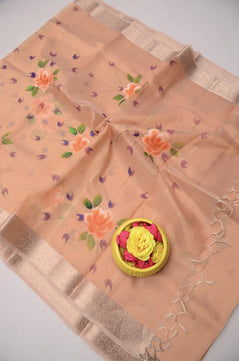 Kota Doria Semi Silk Hand Painted Saree