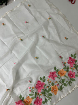 Exclusive Kota Cotton Embroidery & Lace Work Saree