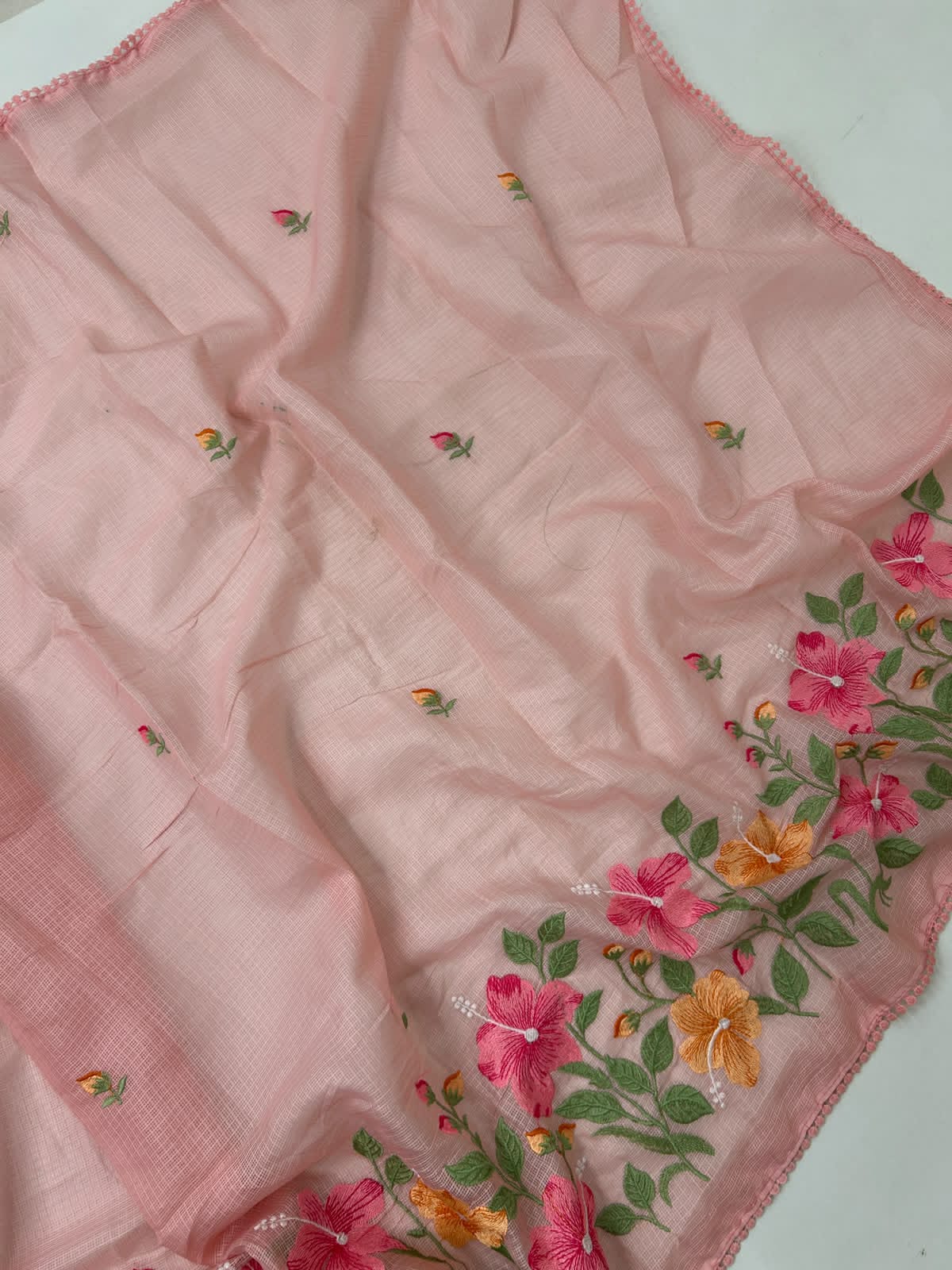 Exclusive Kota Cotton Embroidery & Lace Work Saree