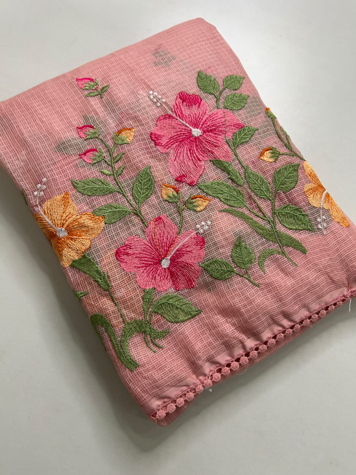 Exclusive Kota Cotton Embroidery & Lace Work Saree