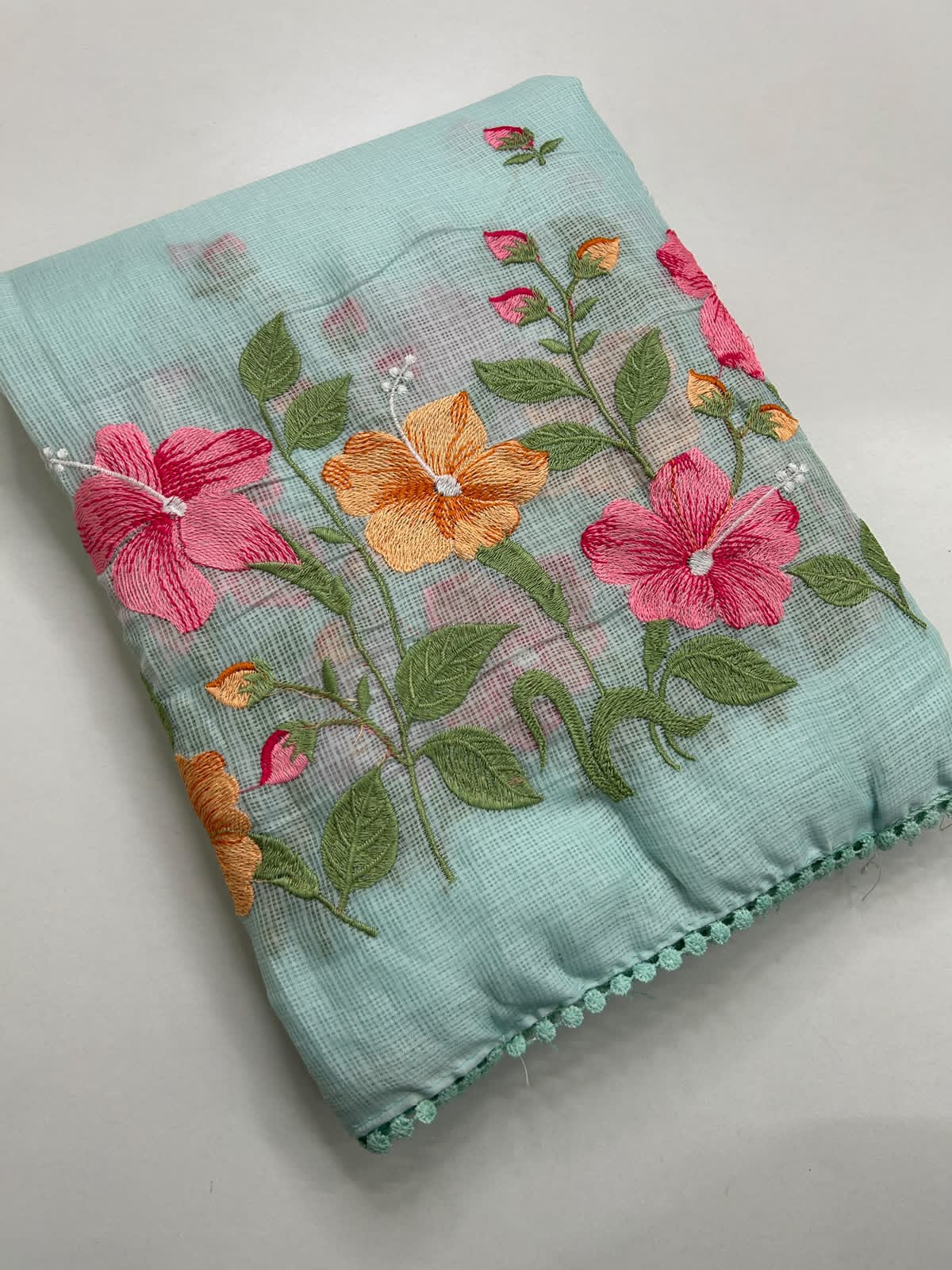 Exclusive Kota Cotton Embroidery & Lace Work Saree