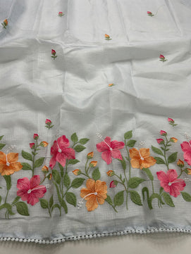 Exclusive Kota Cotton Embroidery & Lace Work Saree