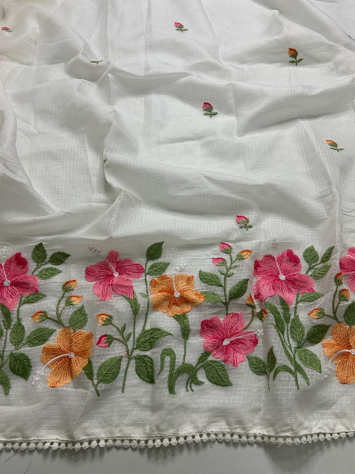 Exclusive Kota Cotton Embroidery & Lace Work Saree