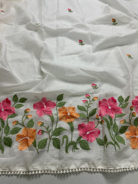 Exclusive Kota Cotton Embroidery & Lace Work Saree