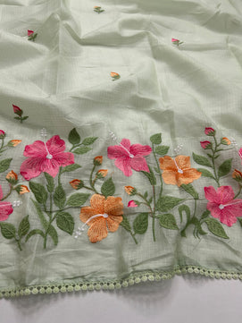 Exclusive Kota Cotton Embroidery & Lace Work Saree