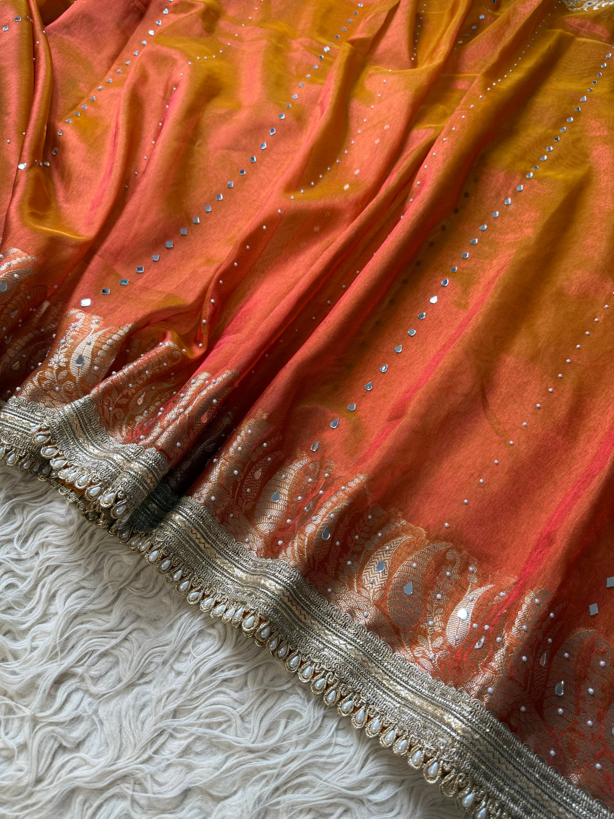 Tissue Alfi Katan Saree with Lace Work