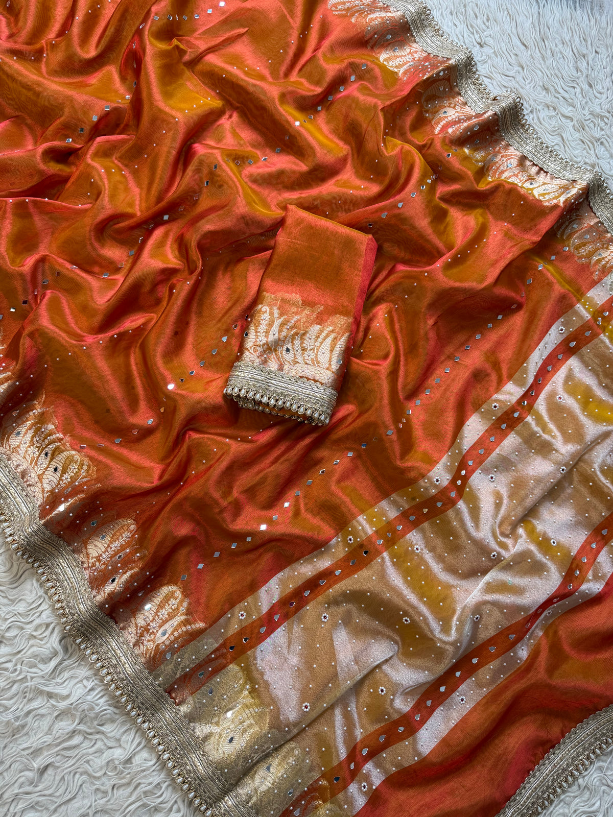 Tissue Alfi Katan Saree with Lace Work