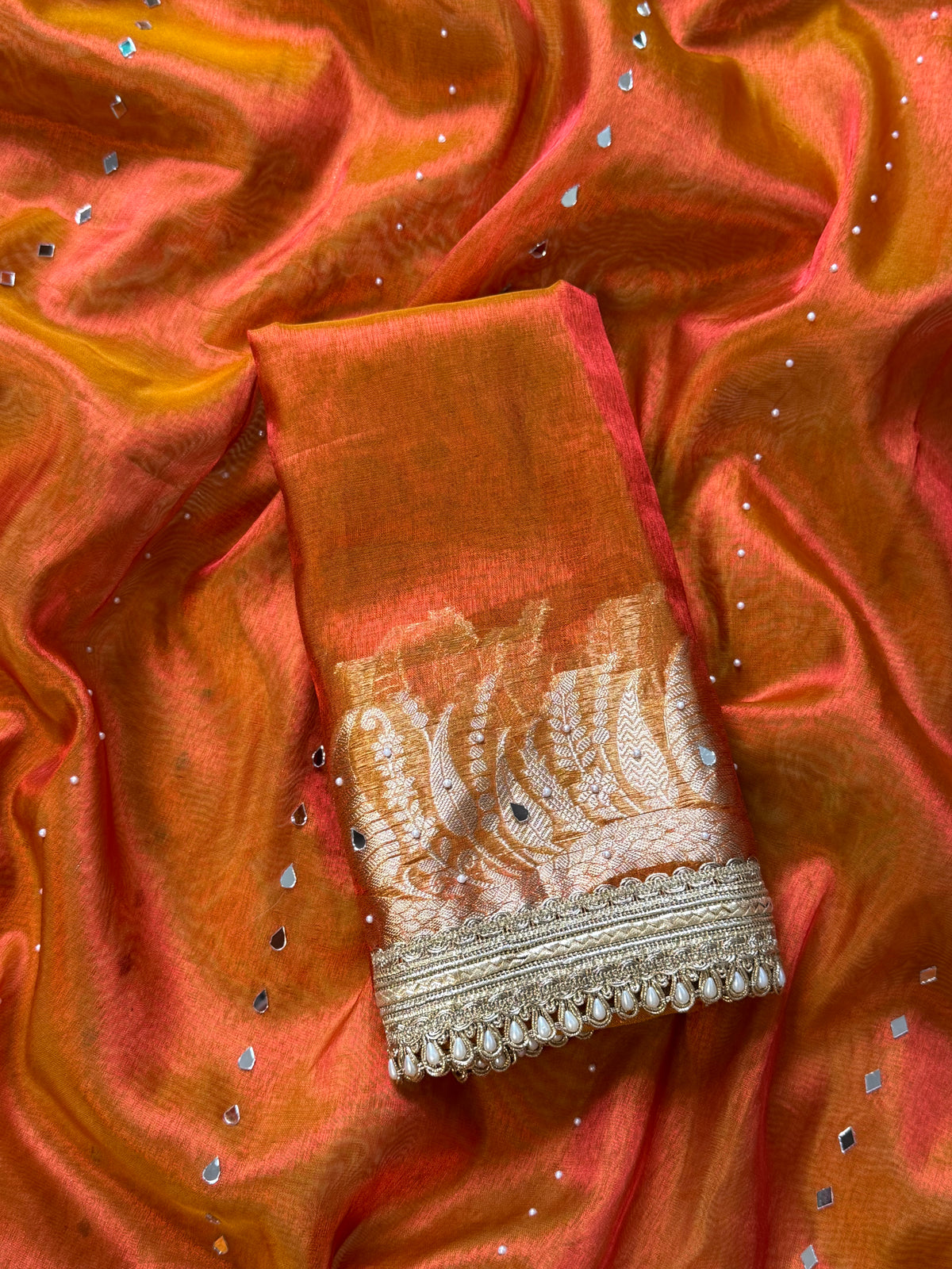 Tissue Alfi Katan Saree with Lace Work
