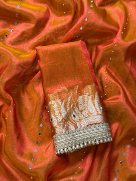 Tissue Alfi Katan Saree with Lace Work