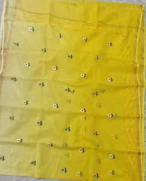 Kota Doria Pure Cotton Saree with Hand Machine Embroidery