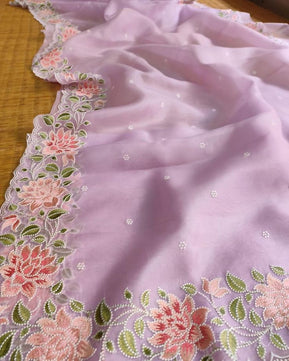 Kora Organza Saree with Embroidery Work