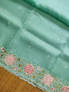 Kora Organza Saree with Embroidery Work