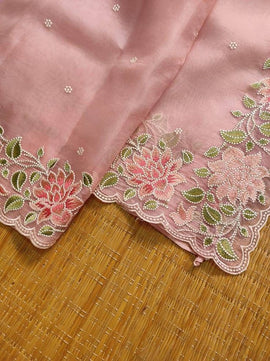 Kora Organza Saree with Embroidery Work