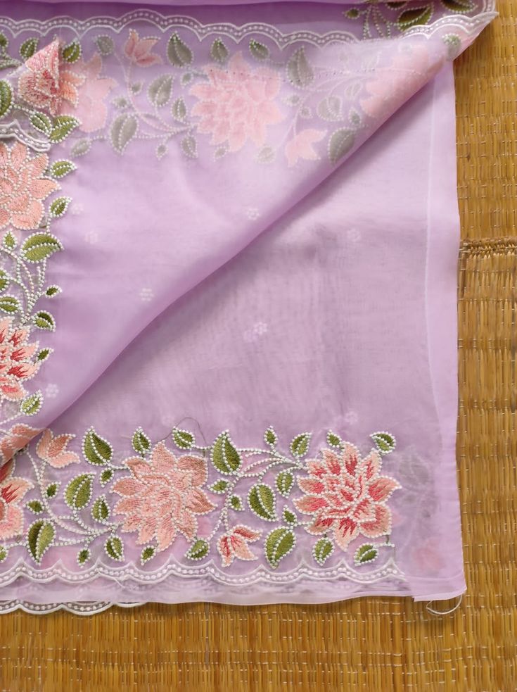 Kora Organza Saree with Embroidery Work