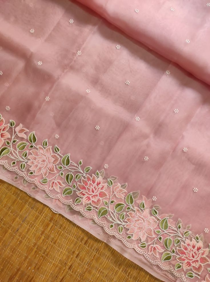 Kora Organza Saree with Embroidery Work