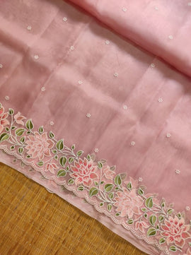 Kora Organza Saree with Embroidery Work