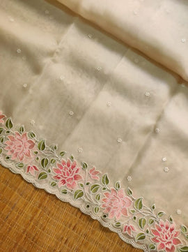 Kora Organza Saree with Embroidery Work