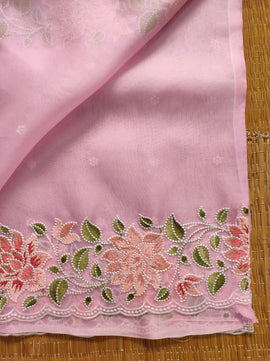 Kora Organza Saree with Embroidery Work