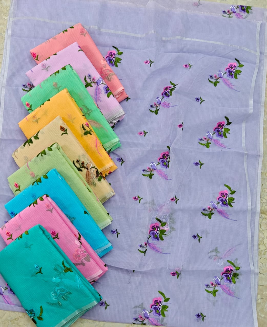 Cotton Kota Saree with Embroidery Work