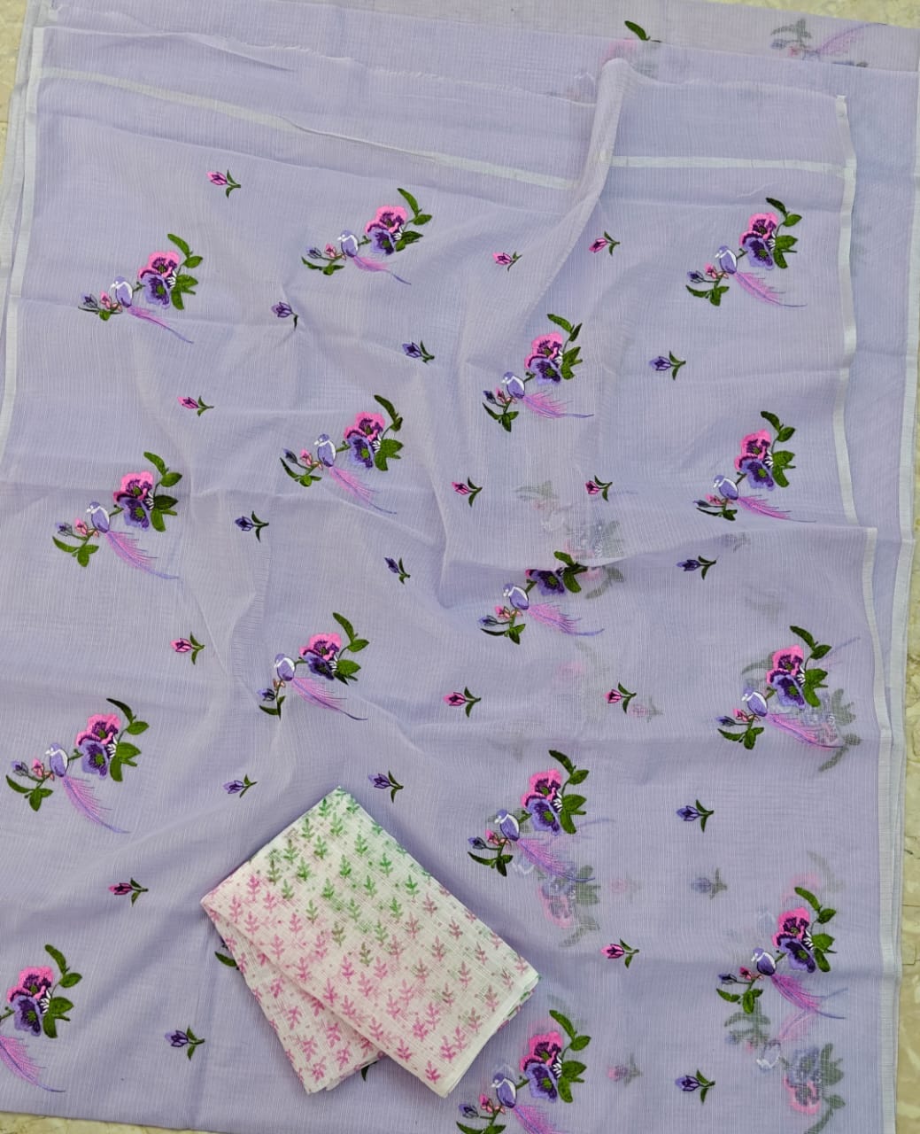 Cotton Kota Saree with Embroidery Work