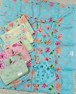 Soft Silk Kota Embroidery & Digital Print Saree