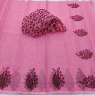 Kota Doria Mix Cotton Hand Block Printed Saree
