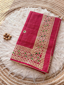 Kota Doria Mix Cotton Gotta Patti Work Saree