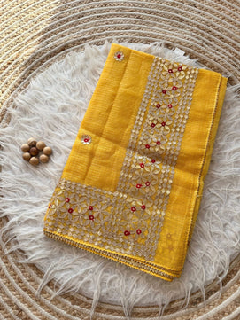 Kota Doria Mix Cotton Gotta Patti Work Saree