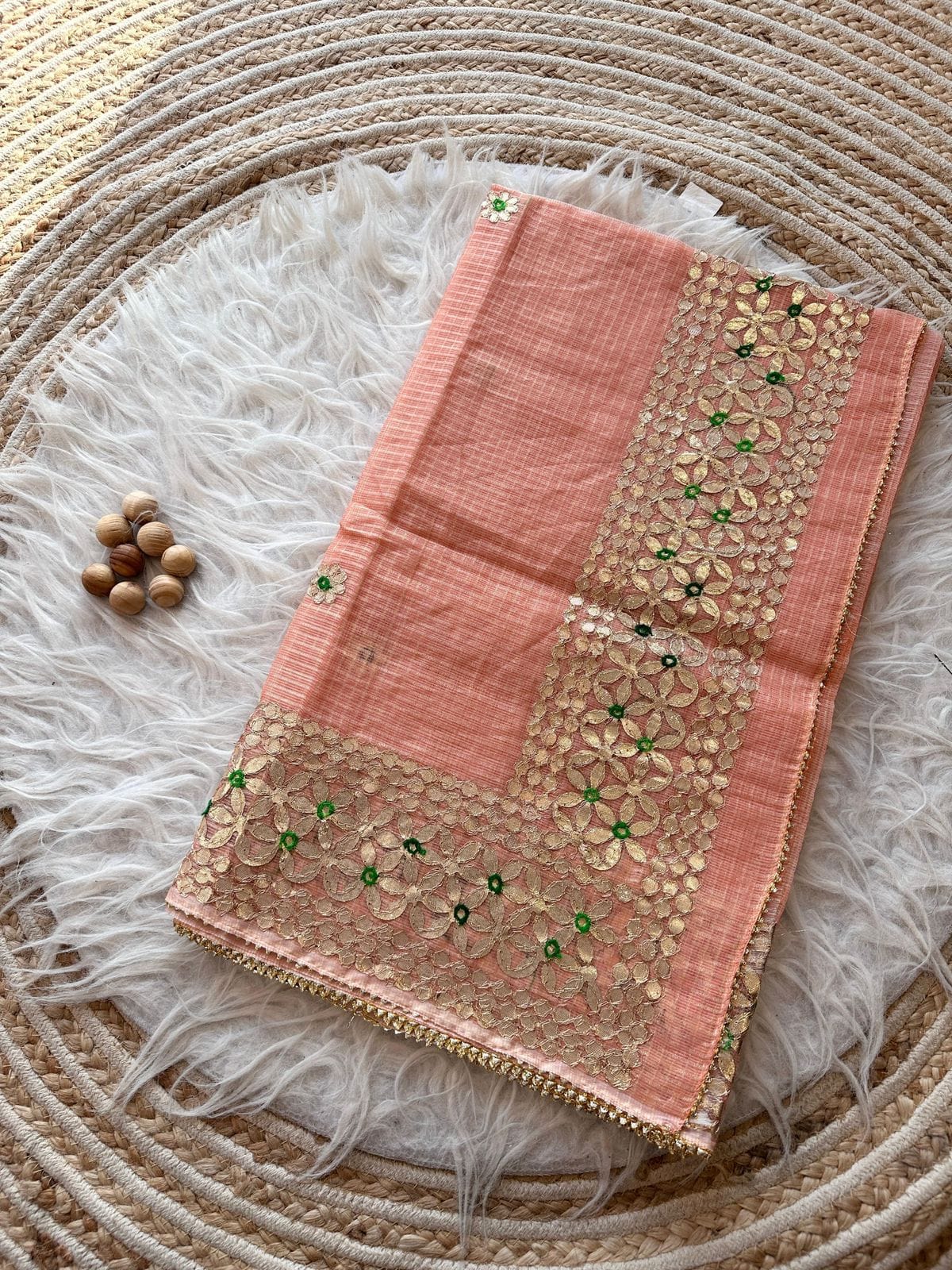 Kota Doria Mix Cotton Gotta Patti Work Saree