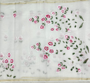 Kota Doria Mix Cotton Brush Paint Saree